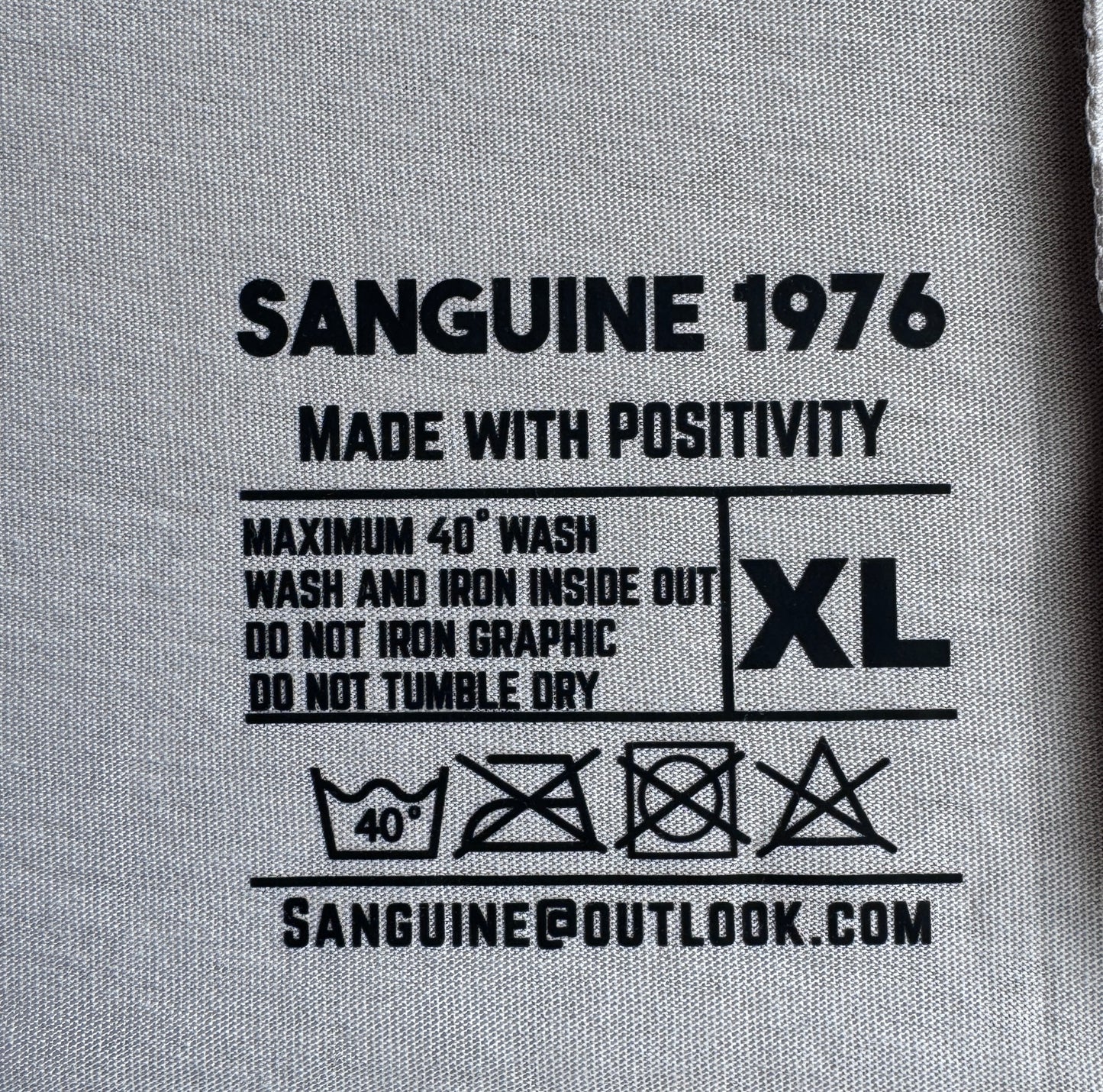 Custom made Sanguine 1976 T-Shirt with Black & Gold patch to chest