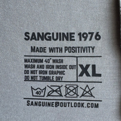 Custom made Sanguine 1976 T-shirt with Black & Gold patch to chest