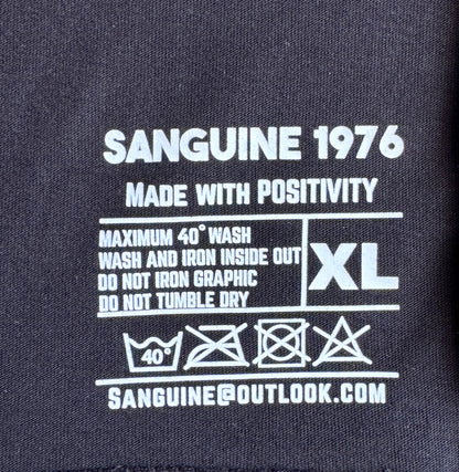 Custom made Sanguine 1976 T-shirt with Black & Gold patch to chest